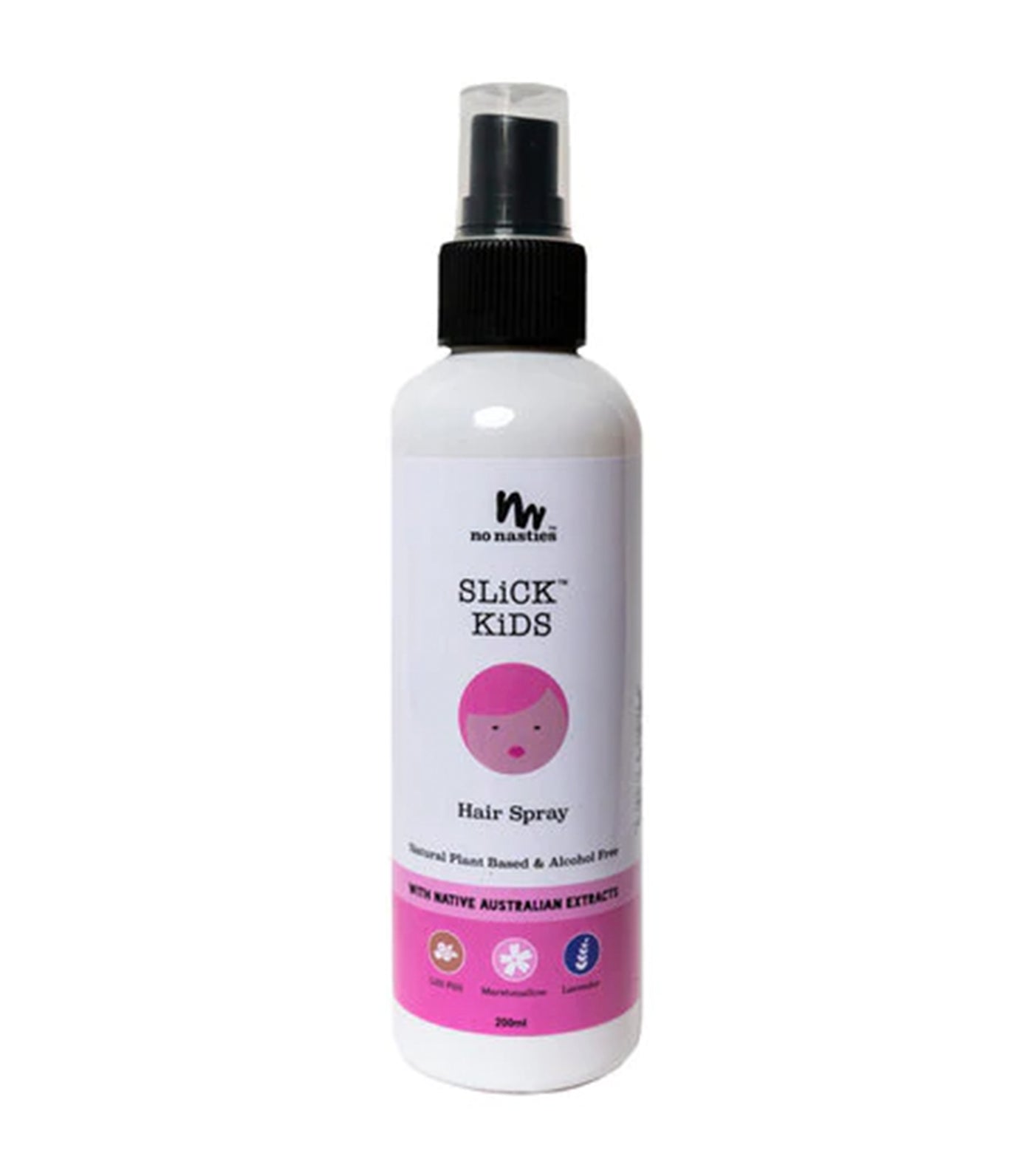 slick kids pink natural alcohol-free hair spray 200ml - lavender and fresh lime