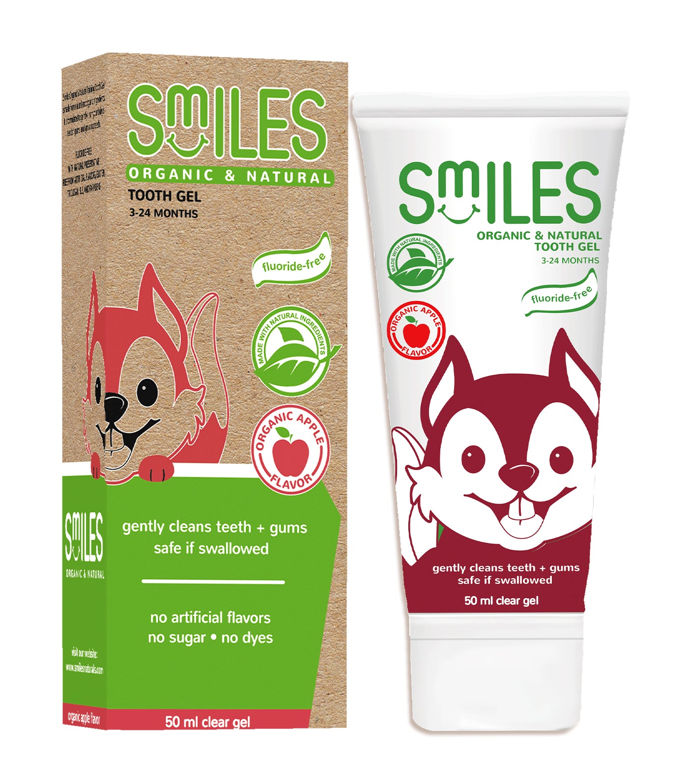 smiles organic and natural tooth gel 50ml - apple