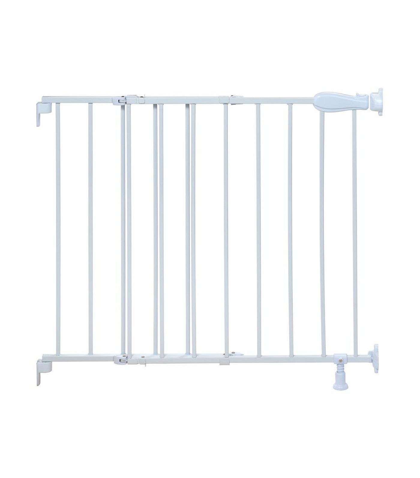 summer white top of stairs simple to secure metal gate 