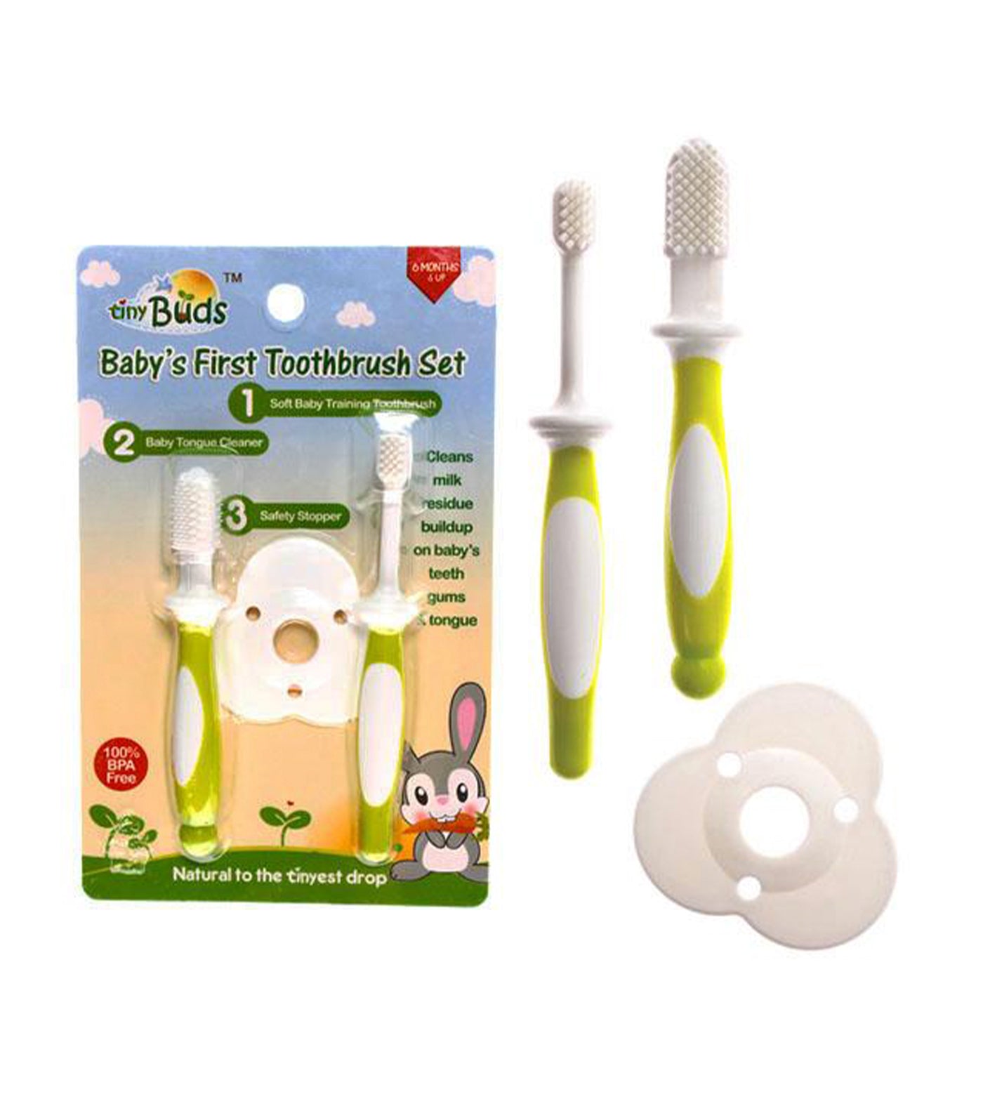 tiny buds baby toothbrush and tongue cleaner set