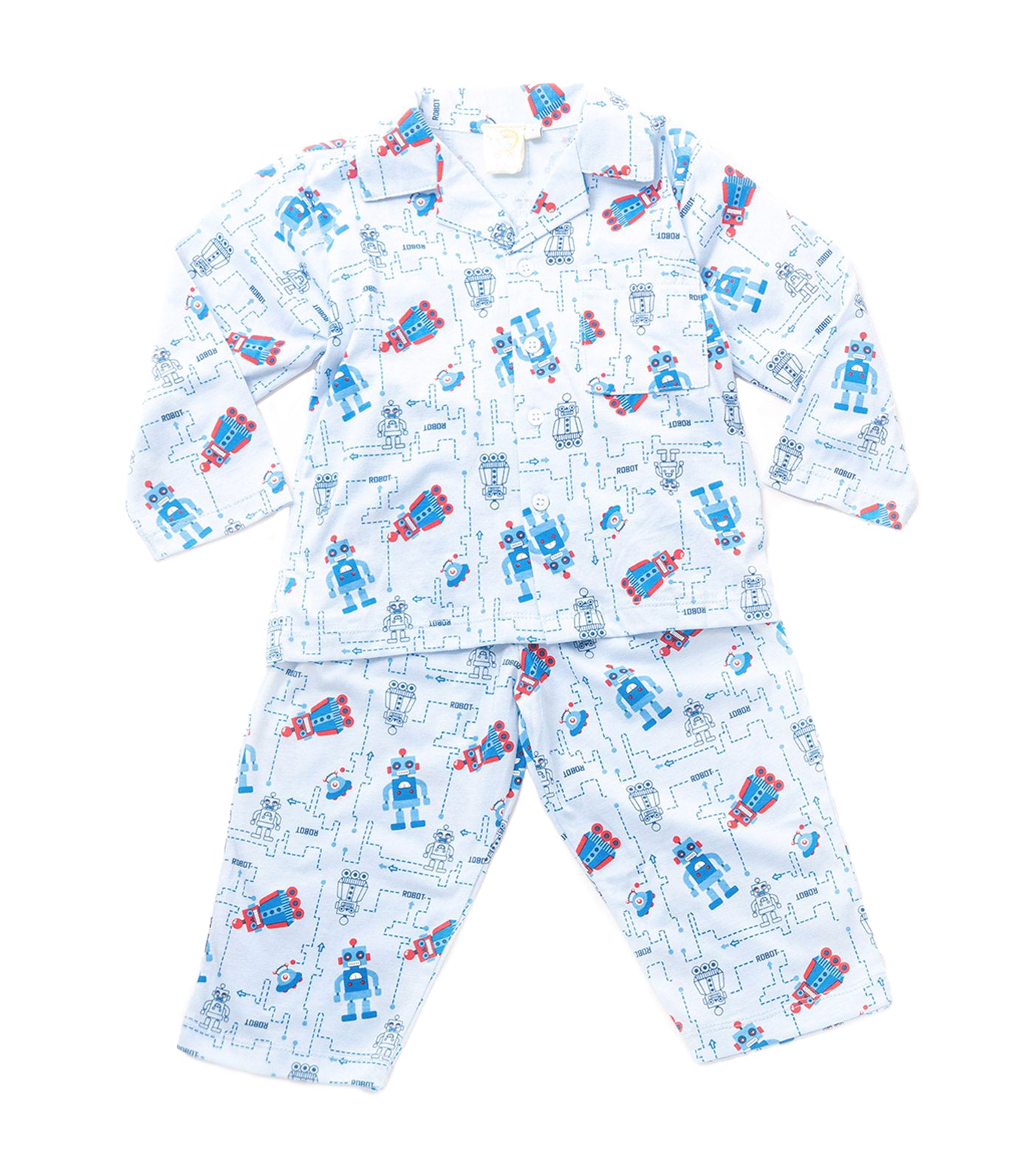 tumble bumble blue robot pajama set