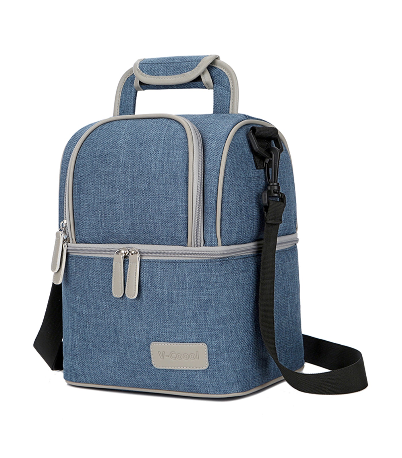v-coool denim blue breast pump insulated cooler backpack