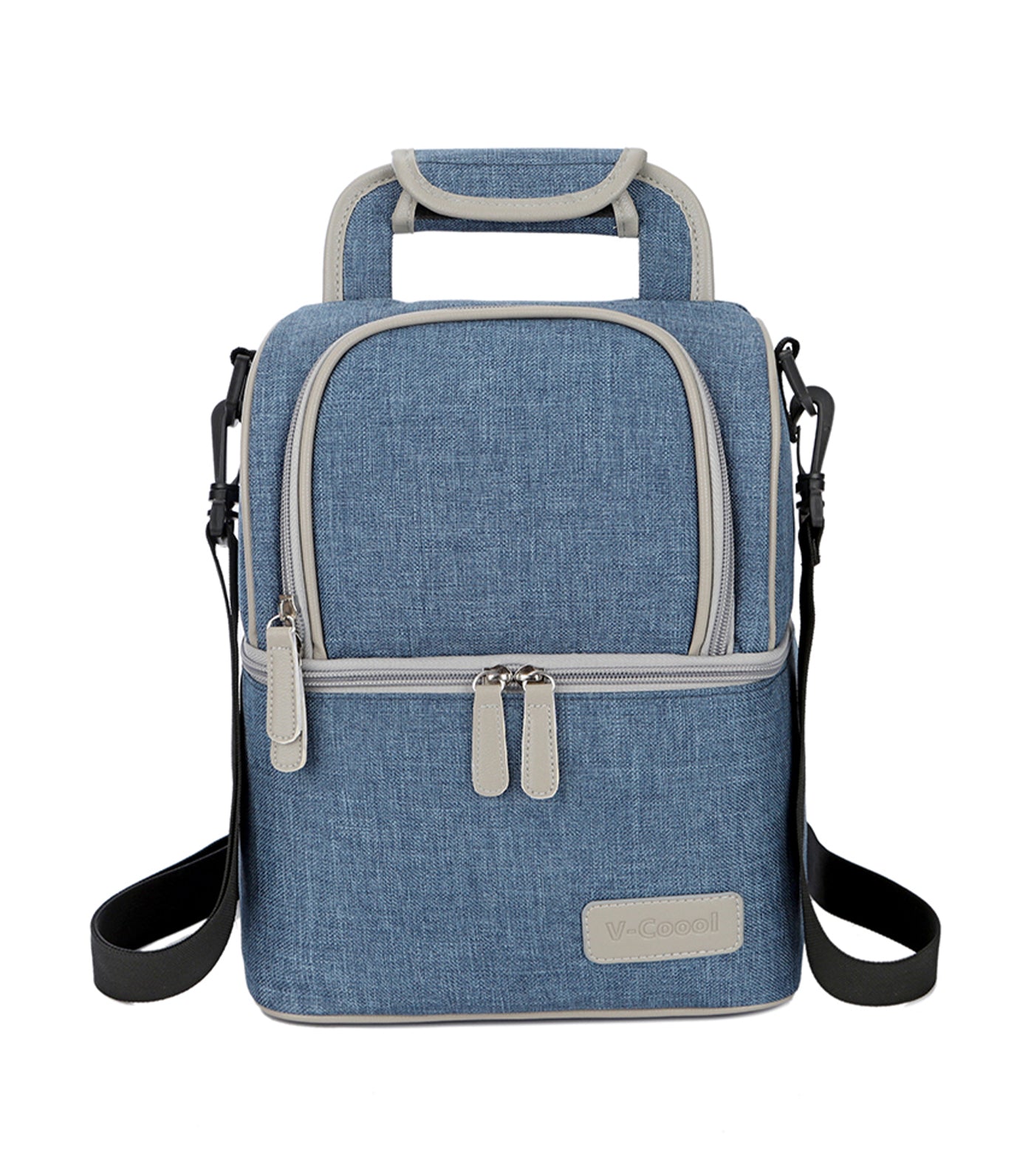 v-coool denim blue breast pump insulated cooler backpack