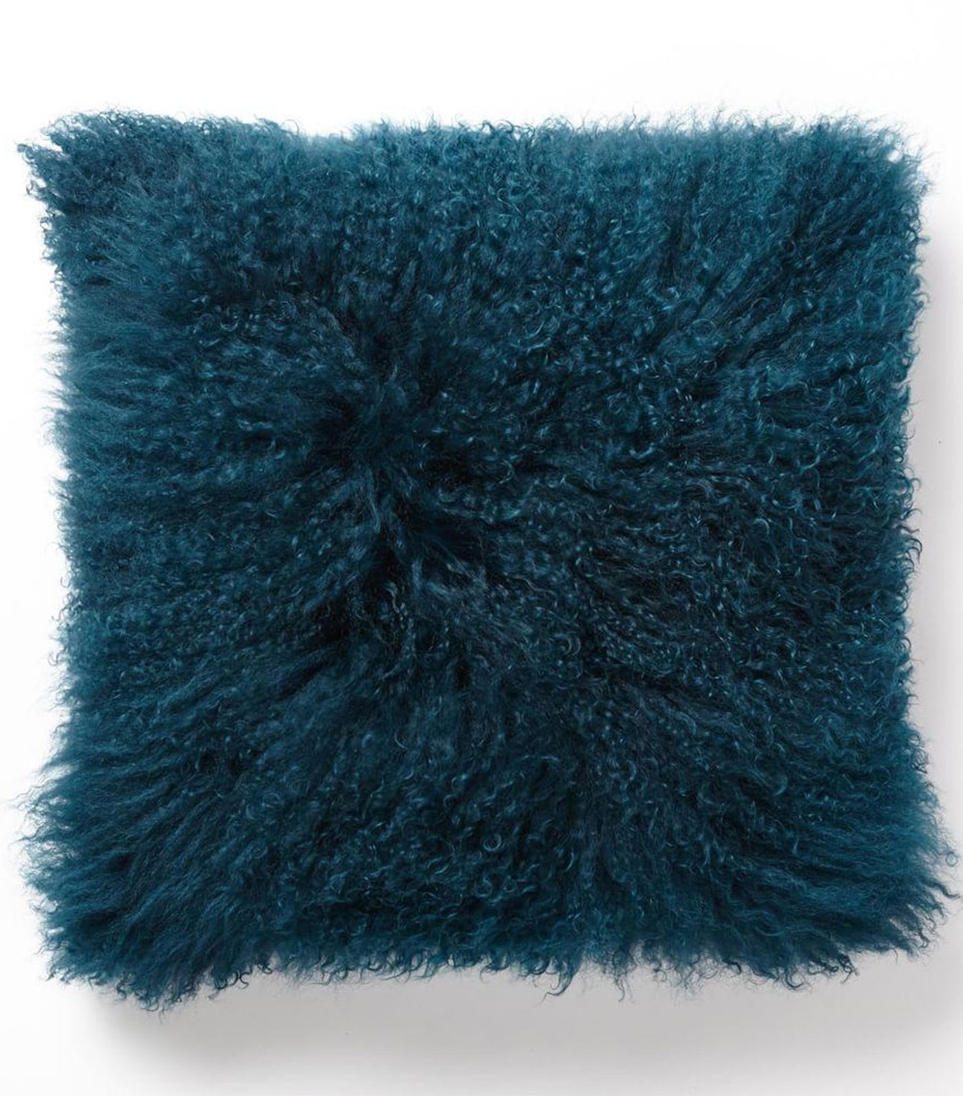 west elm blue teal mongolian lamb pillow cover 16x16