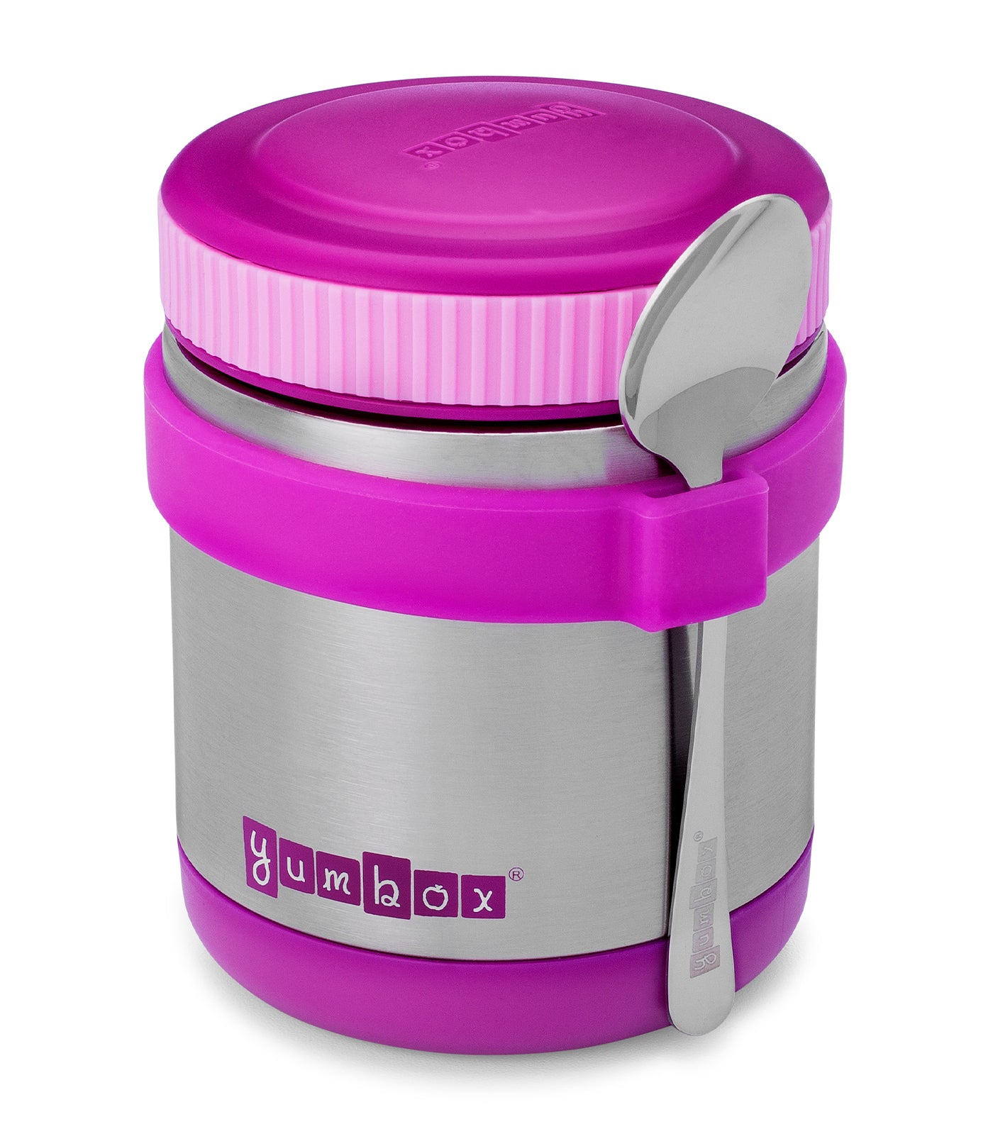 yumbox bijoux purple zuppa food jar with spoon 