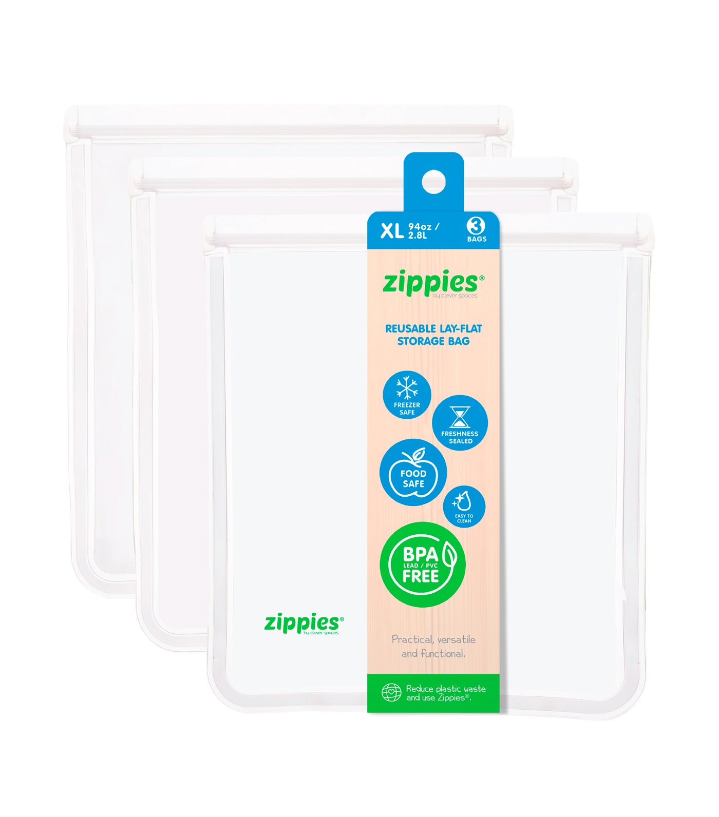 zippies lay-flat storage bags - extra large (3 bags)